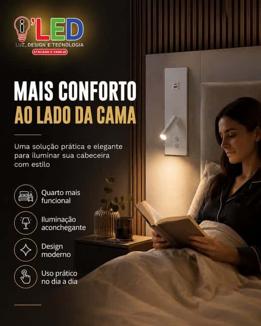 Luminária de leitura ao lado da cama — iLED Brasília